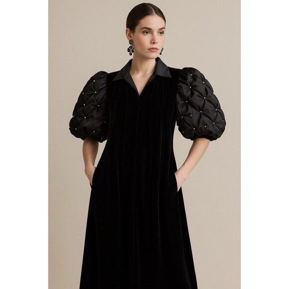 VTG David Brown Saks Fifth Ave Velvet Opera Maxi Gown Old Hollywood Couture L - Picture 2 of 14